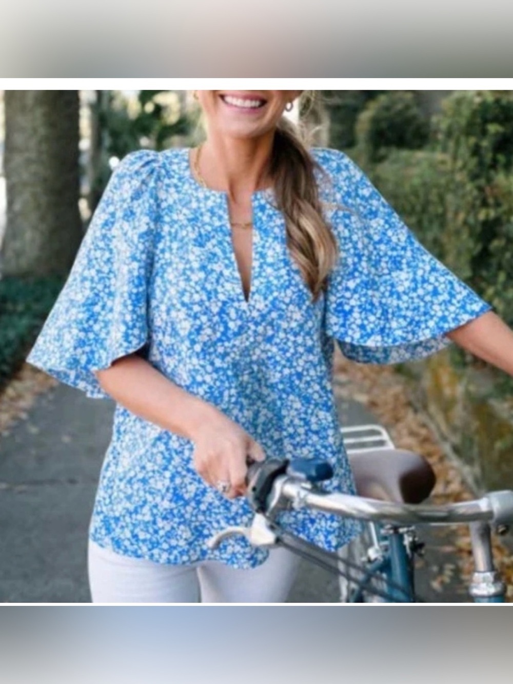 TUCKERNUCK BLOOMS ON BROAD FINLEY FLUTTER SLEEVE TOP S - Picture 2 of 9